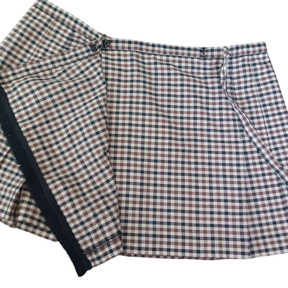 NWT Anna Sui Plaid Wrap Skirt Brown M - Picture 10 of 12